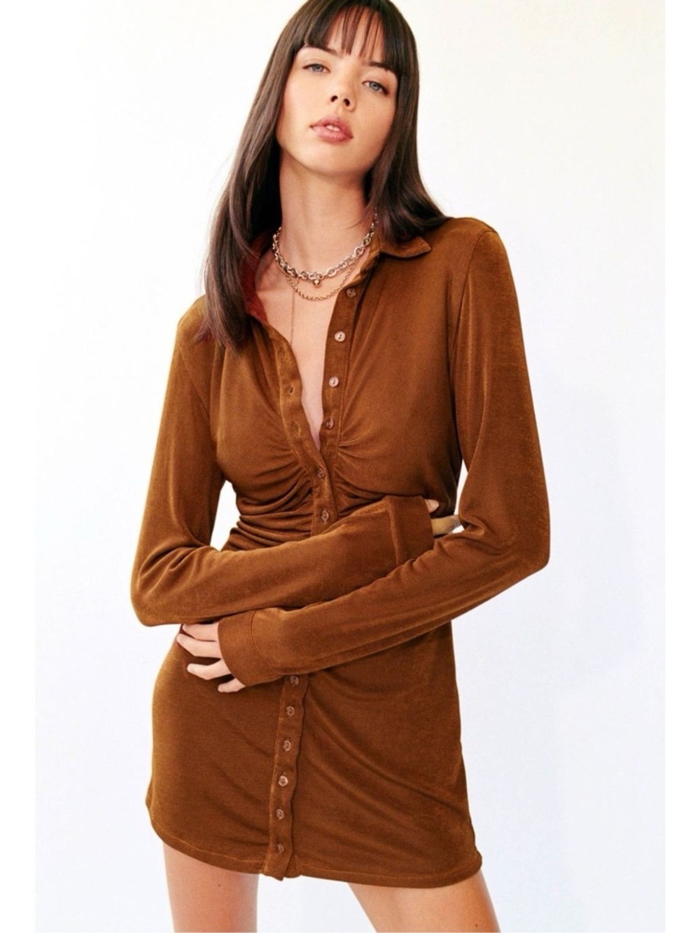 With Jean Andy Rust/Brown Long Sleeve Dress - Picture 2 of 6